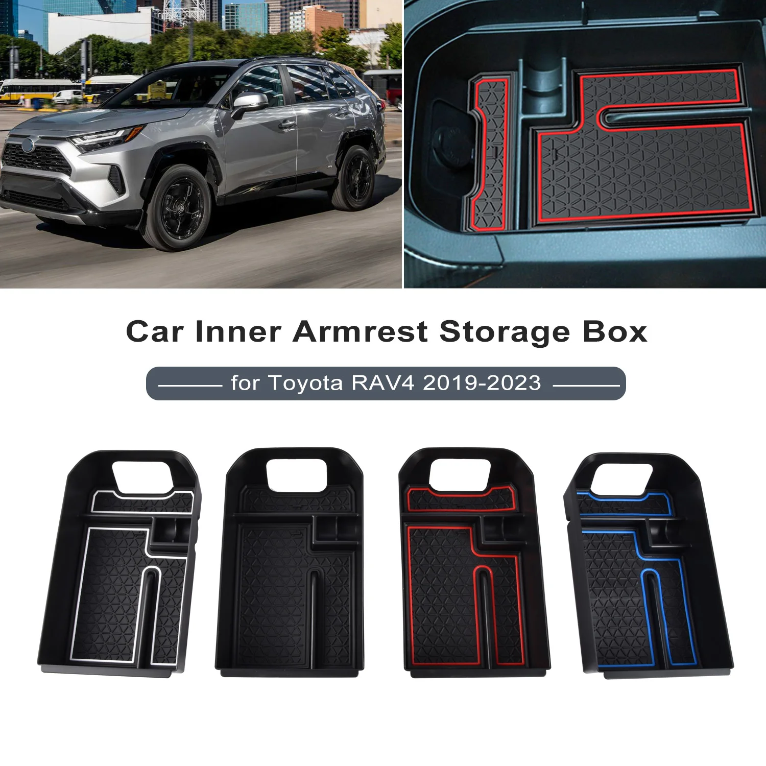 For Toyota RAV4 RAV 4 2019 2023 Central Storage Box Armrest Armrest Glove Holder Plate Car Container Organizer Car Accessories