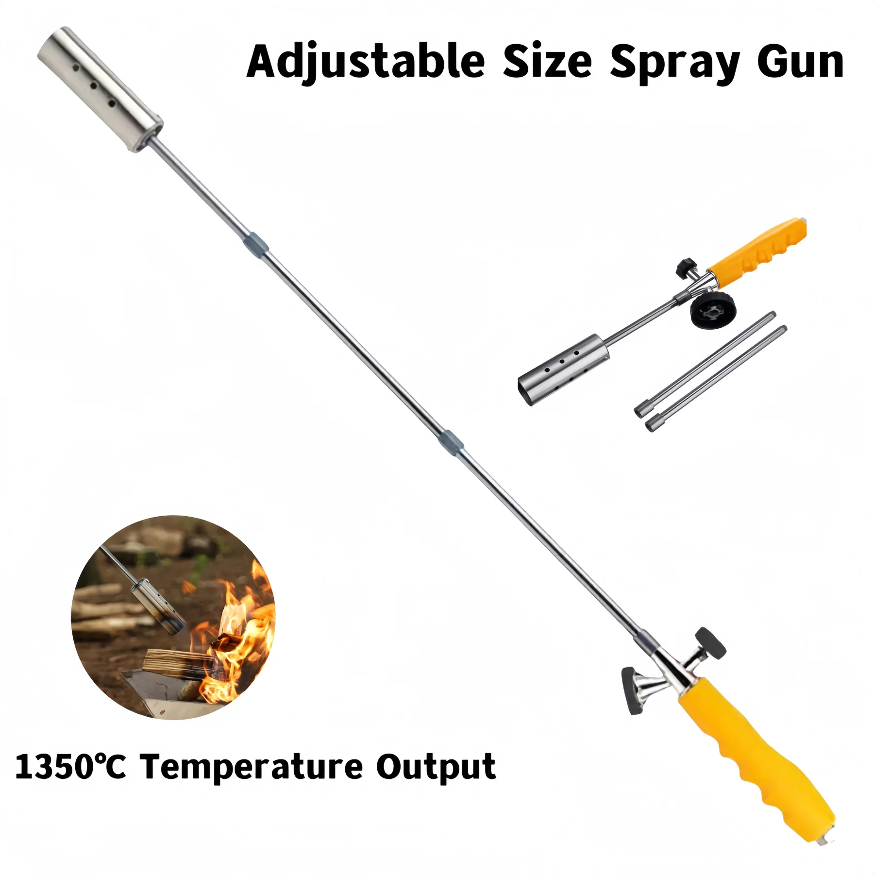 Torcia a Gas a cartuccia staccabile 1pc, realizzata in materiale addensato in acciaio inossidabile per la cottura, la combustione dell\'erba e gli