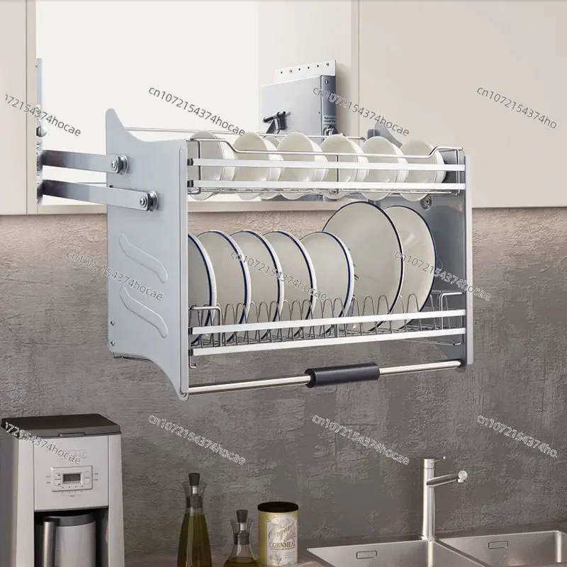 New Kitchen Wall Cabinet Elevator Basket Up Down Pull Type Cabinet Storage Rack Seasoning Dish Lift Basket