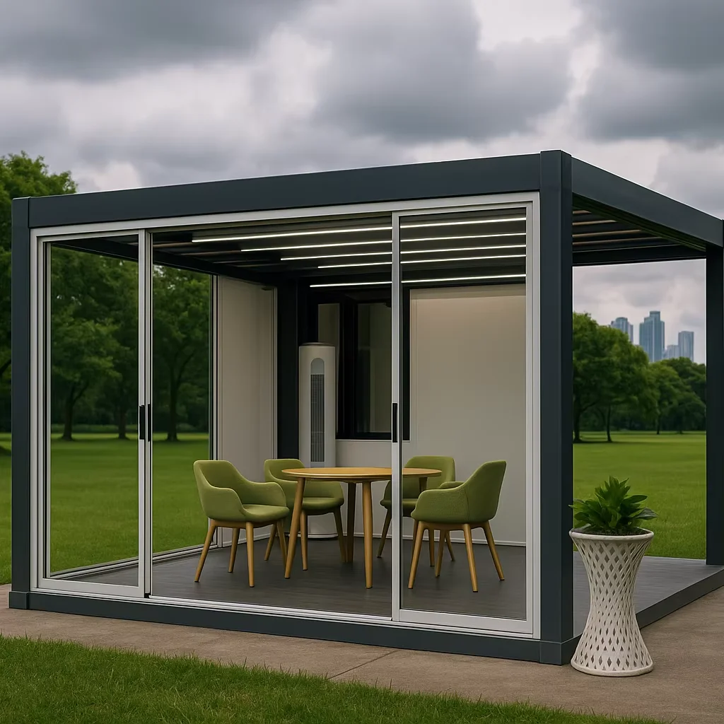 Custom Waterproof Motorized Aluminum Pergola With Louvers-Eco-Friendly Durable Outdoor Backyard Gazebo