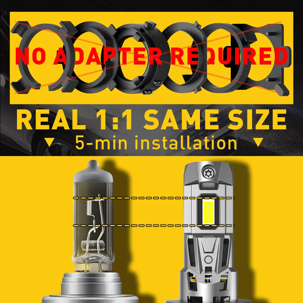2Pcs AUXITO M5S H7 LED Turbo Headlight Bulbs High Power 120W Super White Car Low Beam 12V CSP Canbus Lamp Mini Spotlight 22000lm view 5