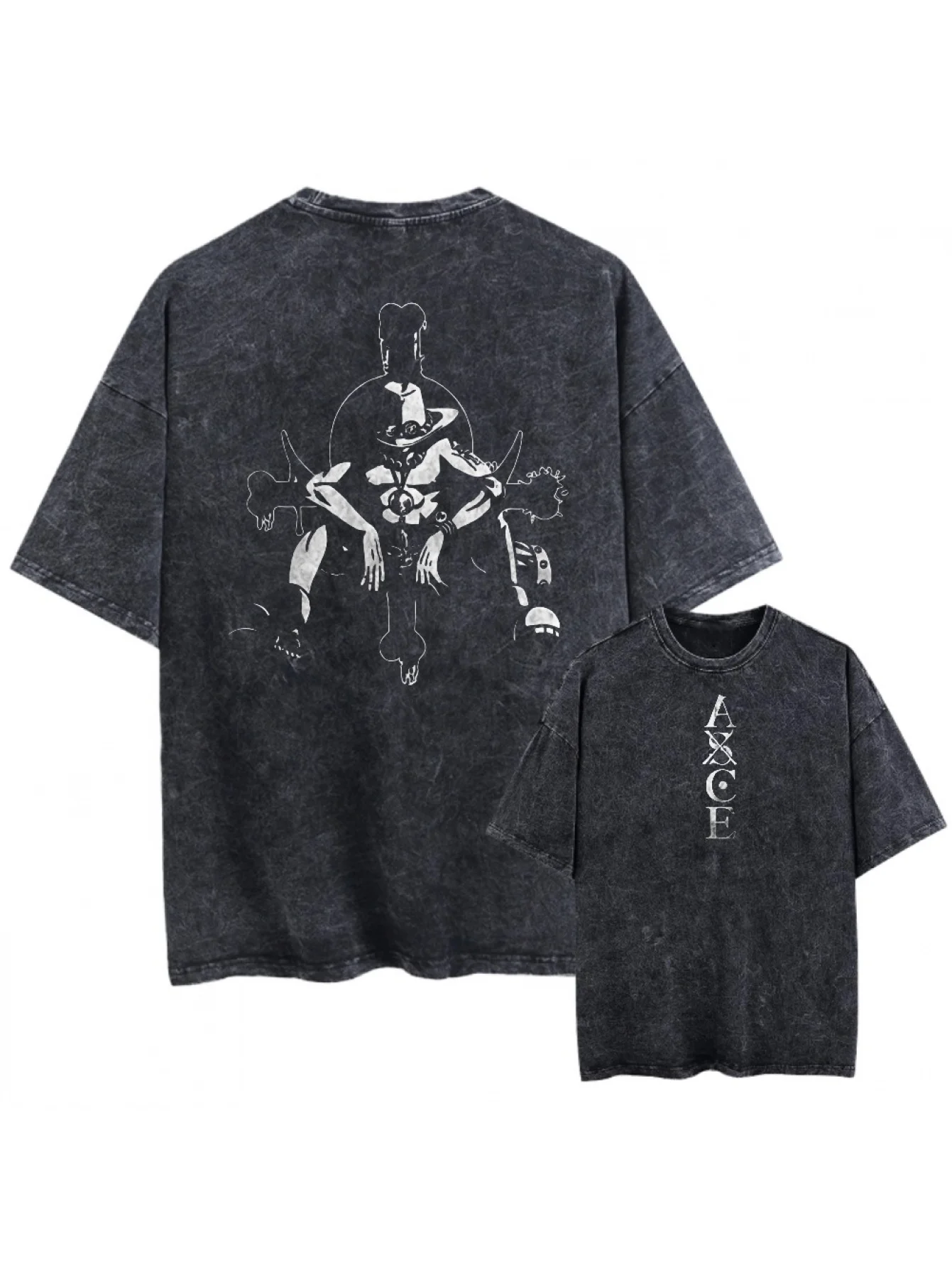 

2026 New Men's Retro Anime T-shirt - Loose fitting Dark Fantasy Comic Pattern, adorned with Daggers, Flowers, and Anime Elements