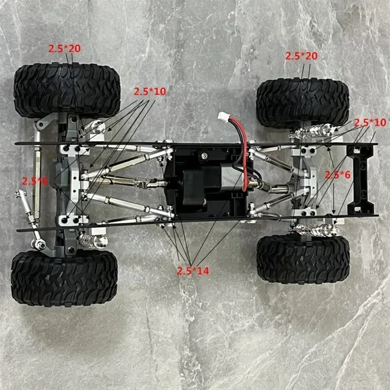 Siège d'amortisseur de biellette de direction en métal, ensemble de neuf pièces pour Feiyu FY003-5A WPL C14 C24 1/16 RC, pièces de voiture
