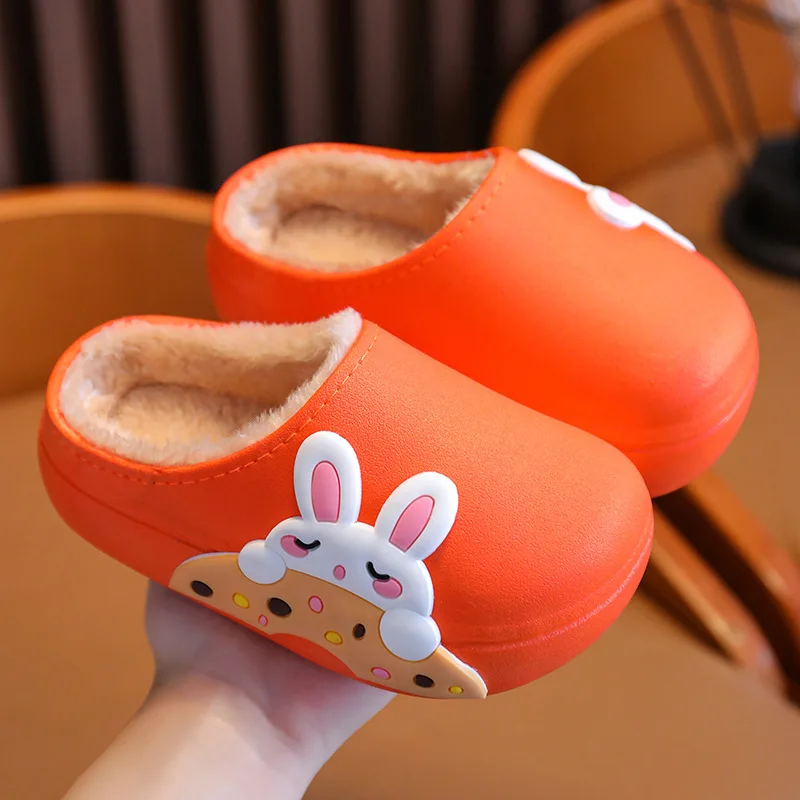 Children\'s Cartoon Slippers Winter Kids Shoes Warm Waterproof Non-slip Girl Home Indoors Slippers Boy Parent-Child Cotton Shoes