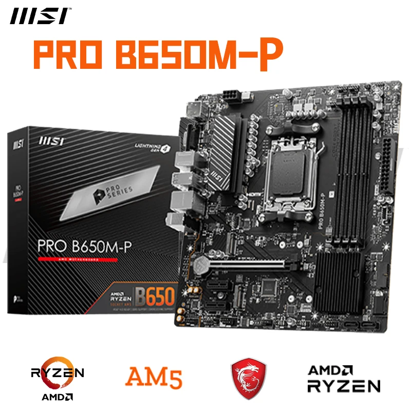 Nova MSI PRO B650M -P Socket AM5 Motherboard branco Suporte 6800Mhz RAM DDR5 64GB PCI-E 4.0 NVME M.2 · Desktop xeon AMD Ryzen