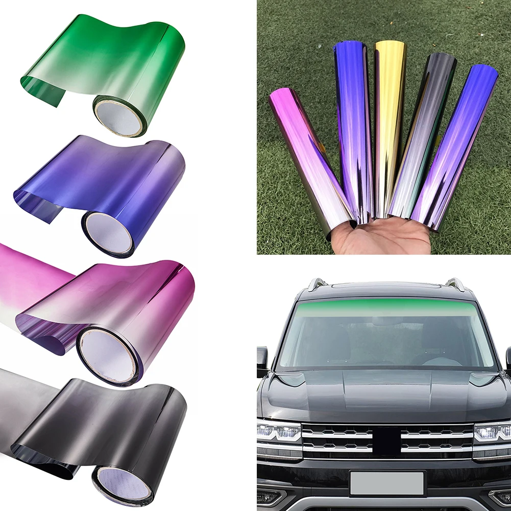 20x1135cm Top Front Windshield Foil Solar Protection Gradient Black Car Tinting Film Sunshade For Driver Driving