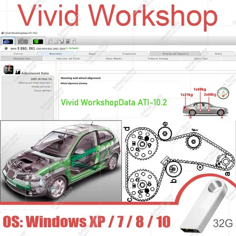 Vivid Workshop DATA v10.2 유럽 수리 소프트웨어 최신 버전 2011 인기 자동차 자동차 진단 도구 자동차 데이터베이스