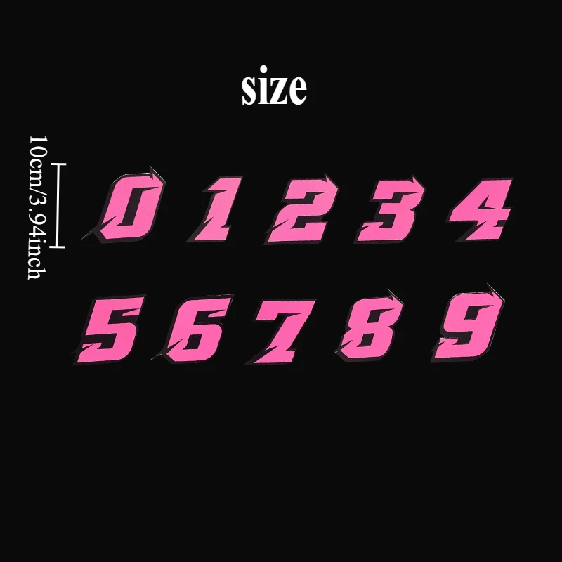 1PC Pink 0-9 Number Waterproof Vinyl Motorcycle Stickers Scratch Cover for Fuel Tank Helmet Electric Scooter Bike Body