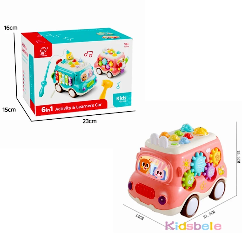 赤ちゃん多機能アクティビティバスおもちゃ漫画ウサギもぐらたたき釣りゲーム幼児ピアノキー楽器感覚おもちゃ