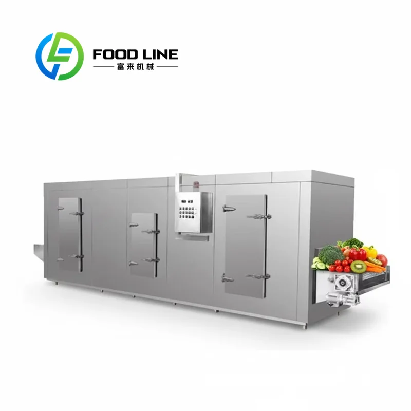Fluidized Bed IQF Freezer Low Vibration Feeding Hopper Prevents Soft Berry Breakage During Continuous Fluidized Freezing Process