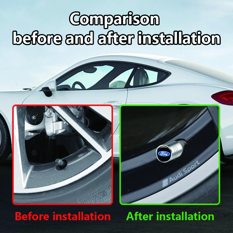 سبائك معدنية 4 قطعة عجلة السيارة الإطارات صمام قبعات الغبار يغطي لفورد TRD الحارس ST كوغا ماكس ترانزيت مونديو فييستا اكسبلورر الهروب #4