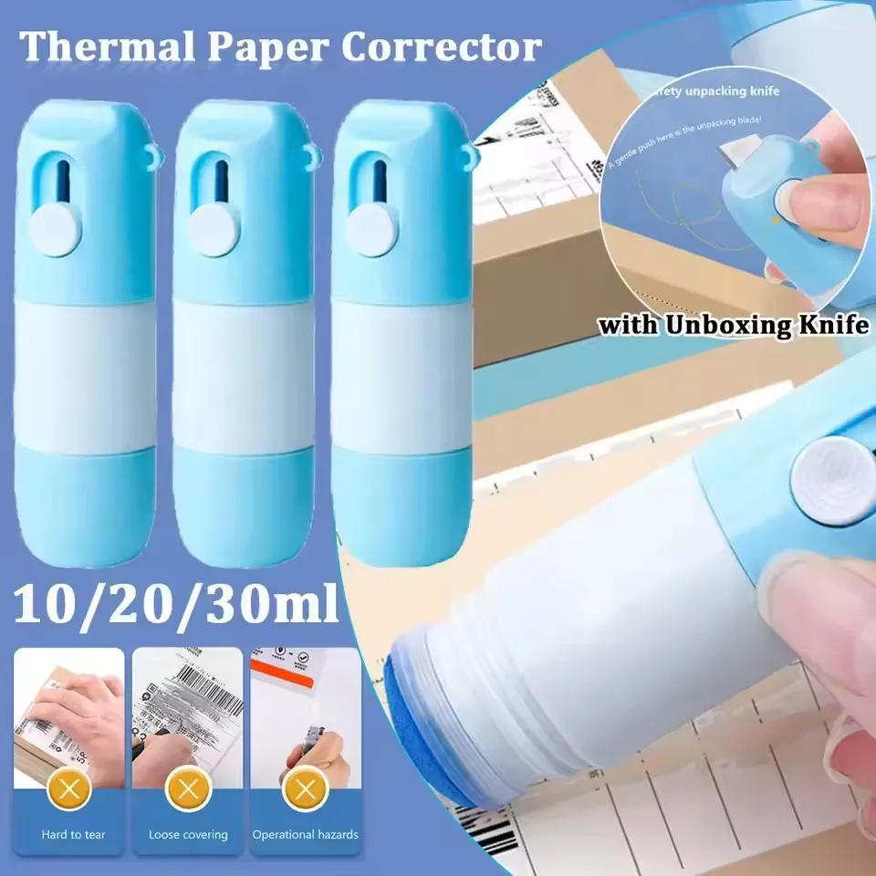 Korrekturflüssigkeit für Thermopapier mit Auspackmesser, tragbare Flüssig-Radiergummi für den Datenschutz von Thermopapierdaten für Bürobedarf