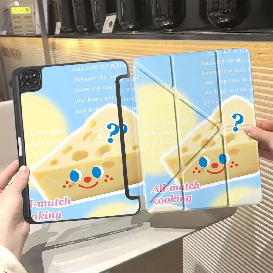 

Чехол-подставка для планшетов iPad Pro 11-го, 10-го, 9-го, 8-го, 7-го поколений, 12.9-дюймовых Pro 2025, Air 4, 5, M3, M2, 1, 2, M4, 11-дюймовых Mini 6, 7, желтый, в стиле «Сыр»