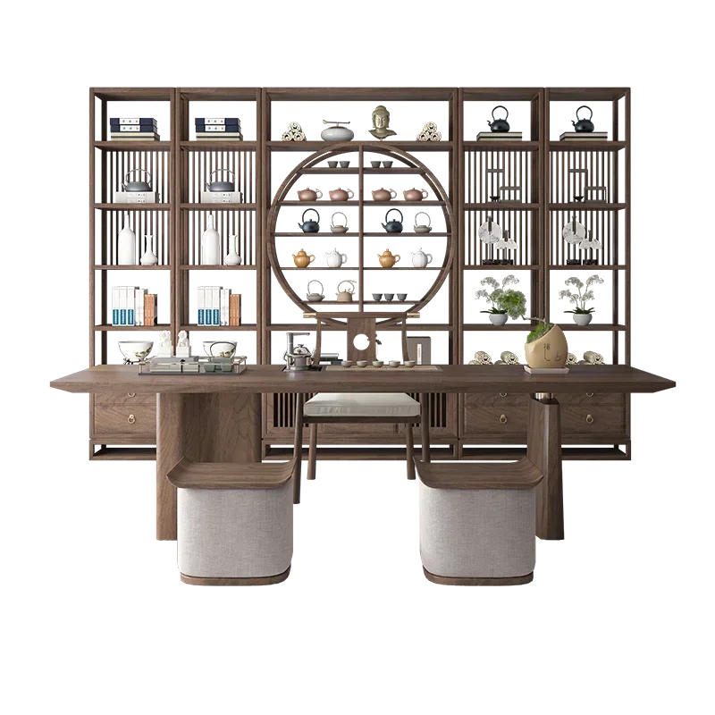 

~New Chinese Style Table-Chair Set Simple Villa Tea Room Tea Table Integrated Furniture Customization