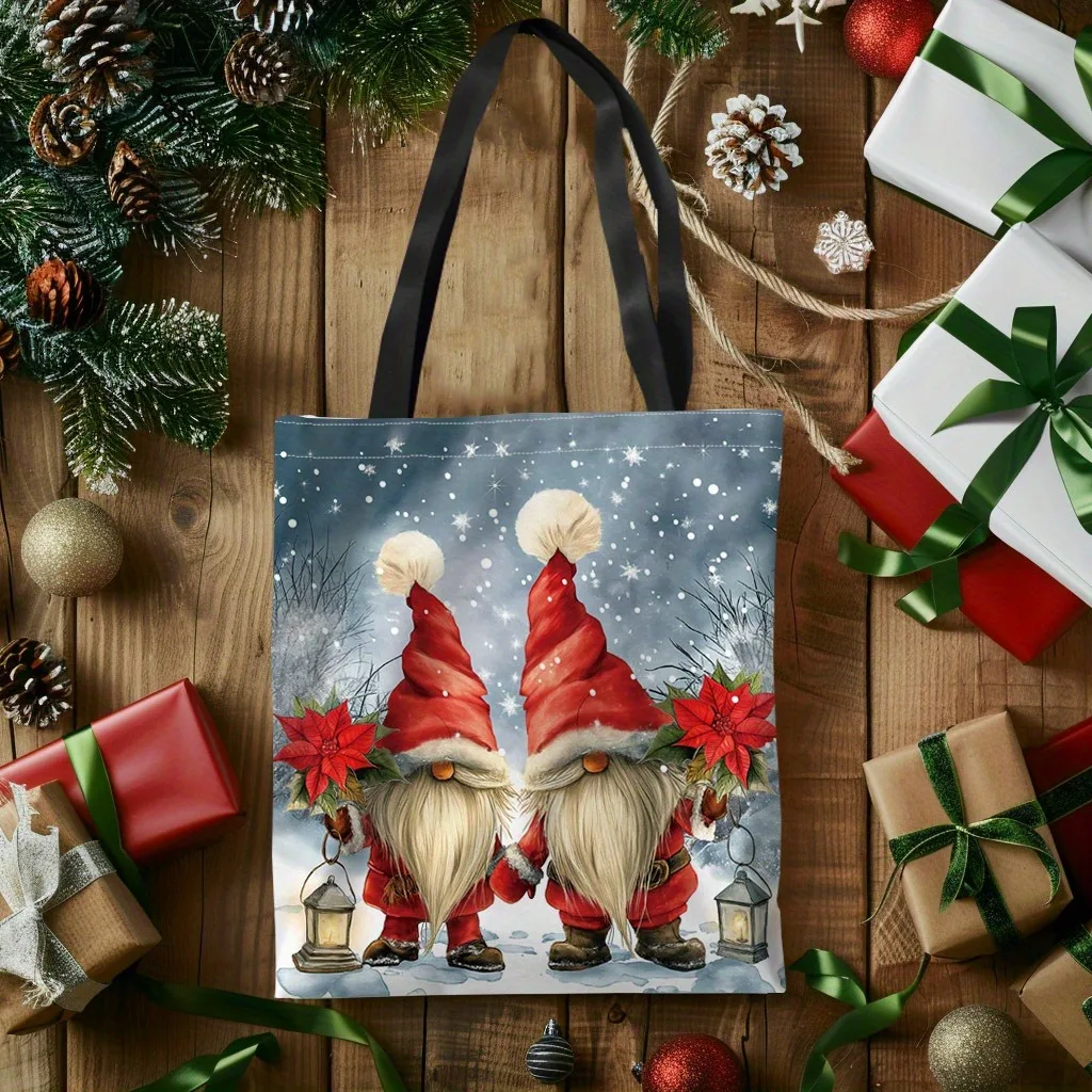 عيد الميلاد جنوم حمل حقيبة قابلة لإعادة الاستخدام البقالة والحلوى شنطة هدايا للنساء عطلة التسوق والحفلات حقيبة كتف أكياس تخزين البقالة #4