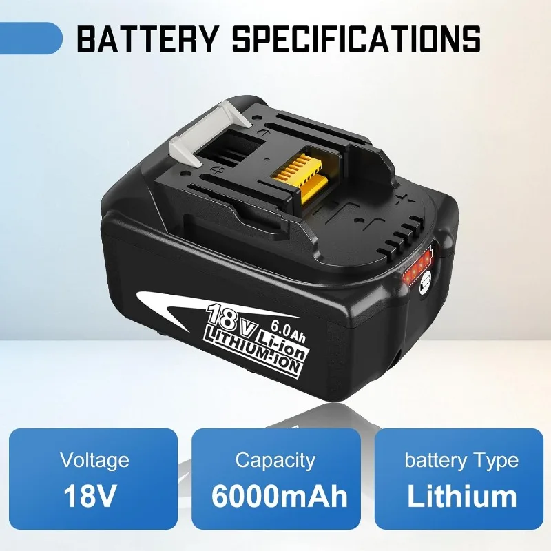 for 18V Battery 6.0Ah Compatible with 18V Lithium ion Battery BL1815 BL1860B BL1860 BL1850