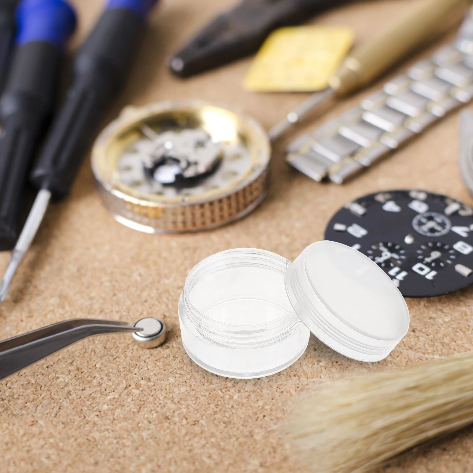 10pcs Watch Repair Tool Box Mini Transparent Plastic Sealing Lid Durable Portable For Home Studio Store Watch Shop Parts