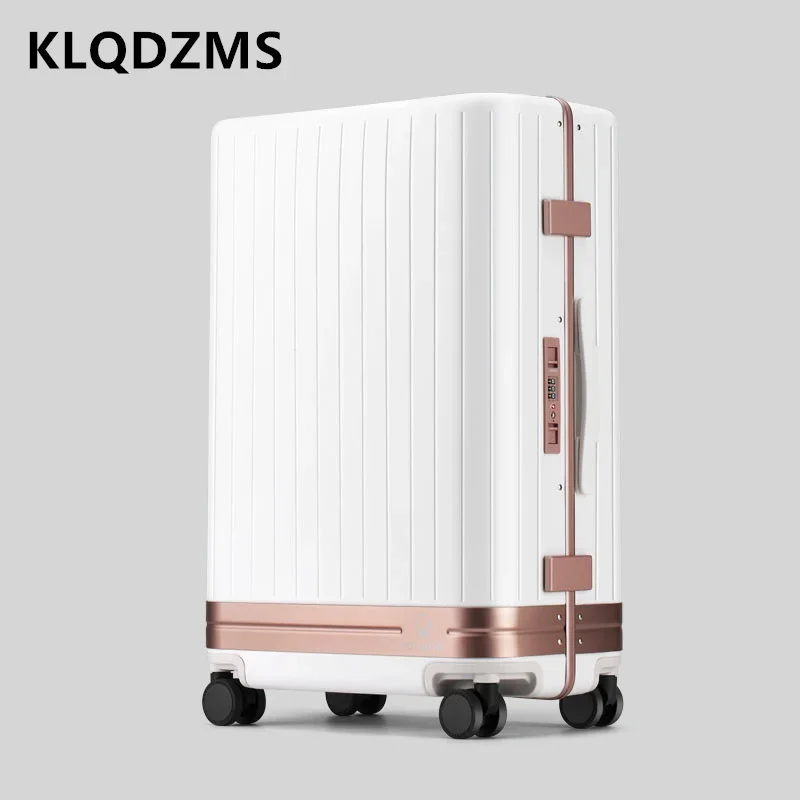 KLQDZMS Men's Luggage Travel Bag Aluminum Frame Boarding Case ABS+PC Trolley Case Women's 20“24”26 Inch with Wheel Suitcase