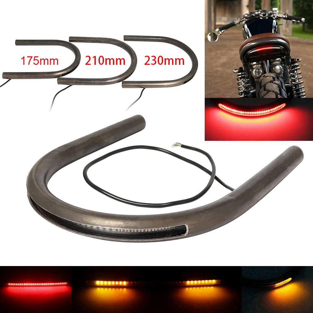 Universal Motorcycle Rear Seat Hoop Frame Loop With LED Light Tail Brake Lamp Turn Signal Light For Honda CB Harley Cafe Racer