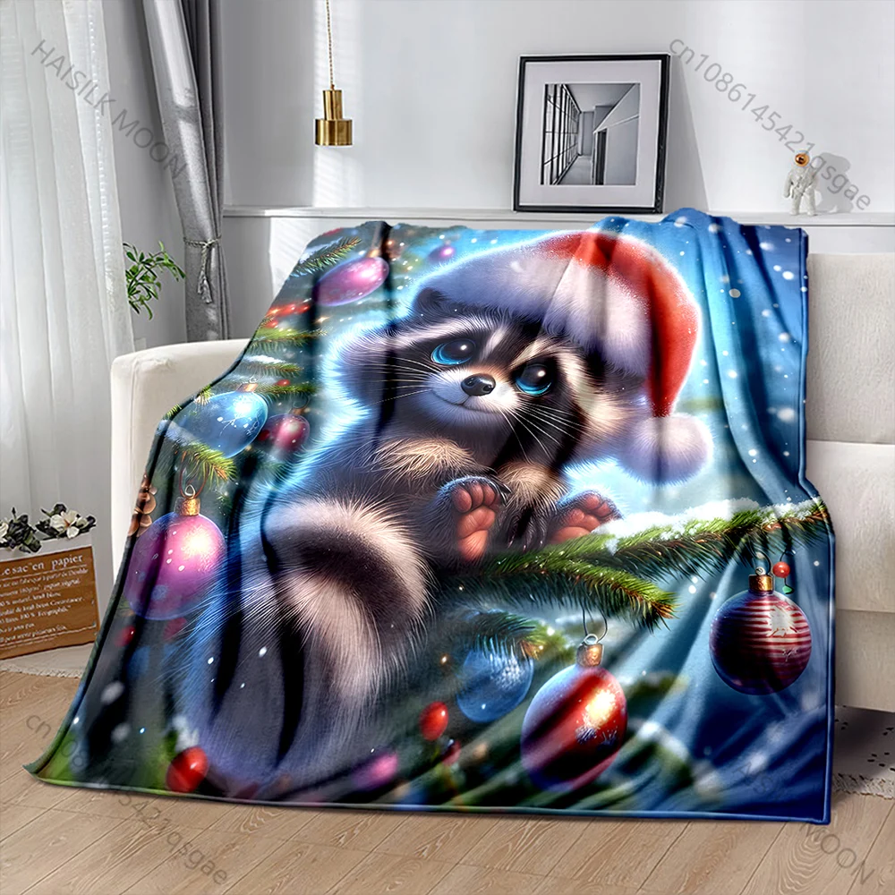 Christmas Ornaments and Festive Elements Pattern Blanket Flannel Material Soft Warm for All Seasons Home Outdoor Camping Picnics 5