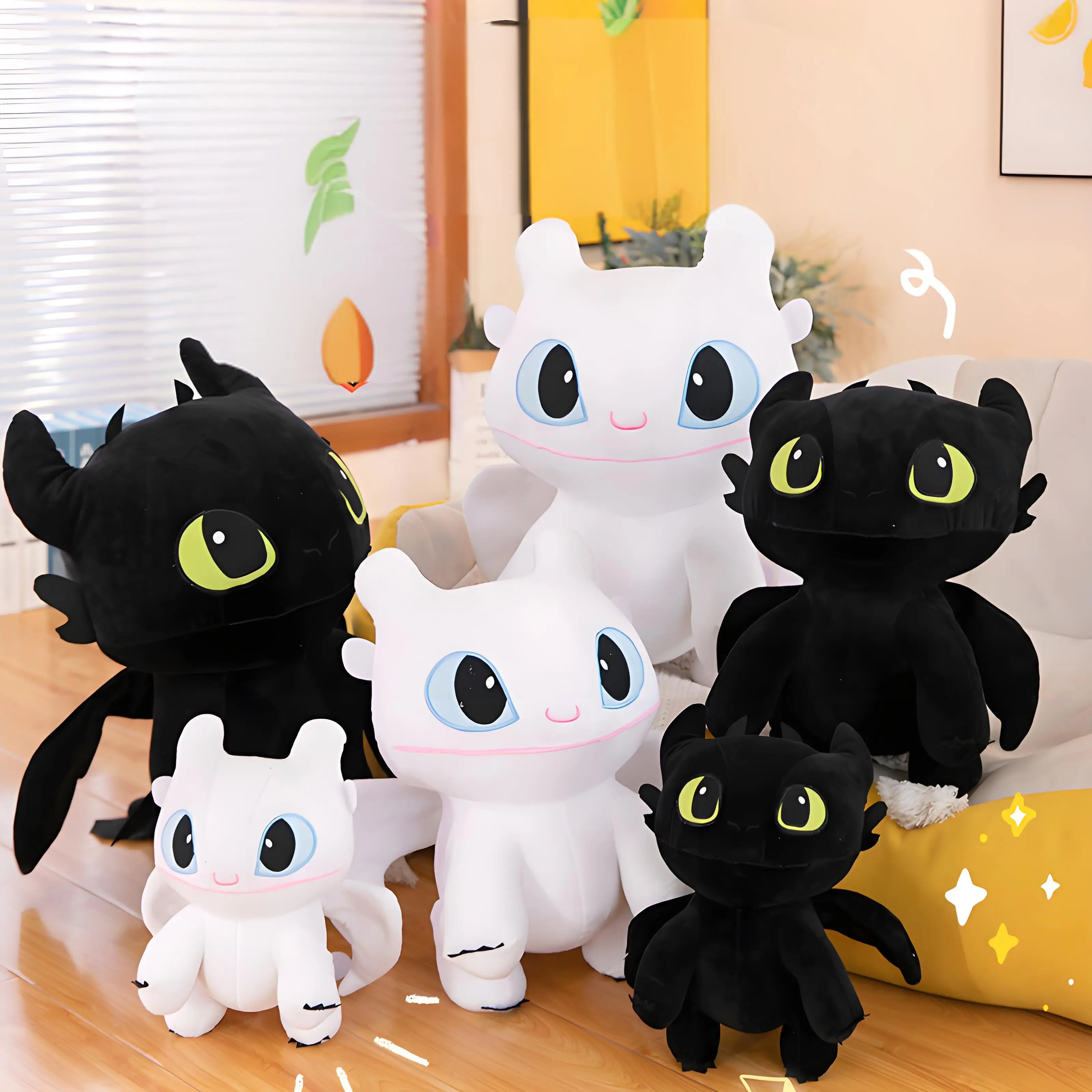 Dreamworks-muñeco de peluche de cómo entrenar a tu dragón, divertido juego de furca ligera sin dientes con cojín abrazable, juguete para regalo