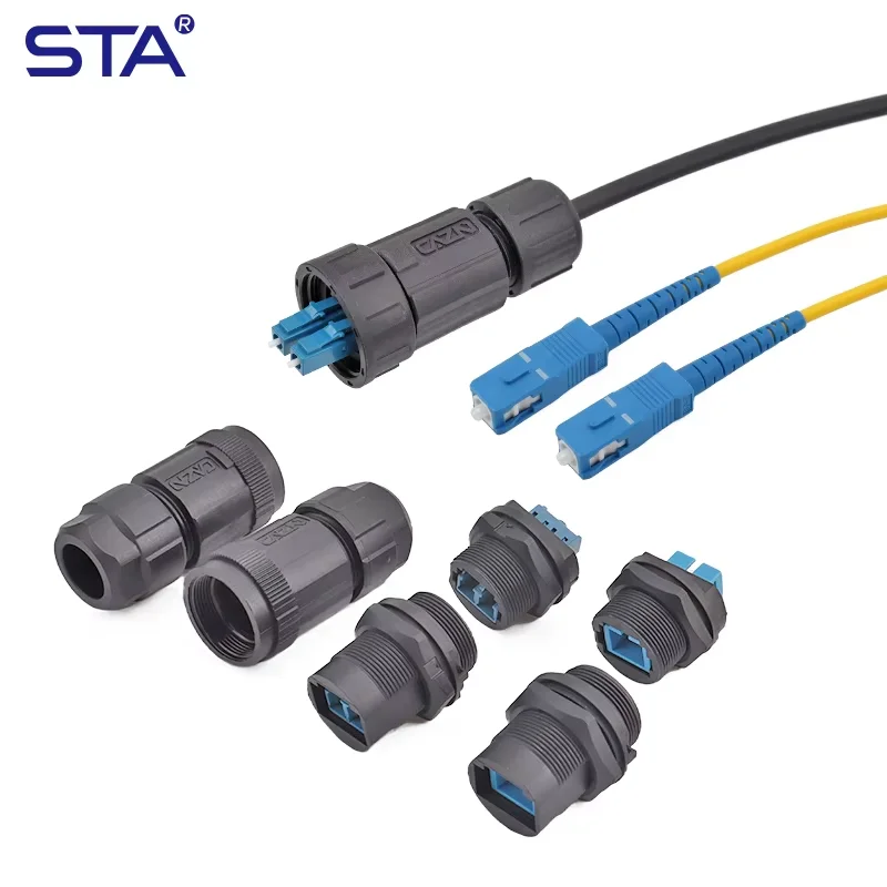 SC/LC Waterproof Fiber Optic Aviation Connector Plug Socket IP67/IP68 Single-Mode/Multi-mode Dual Core FDDI