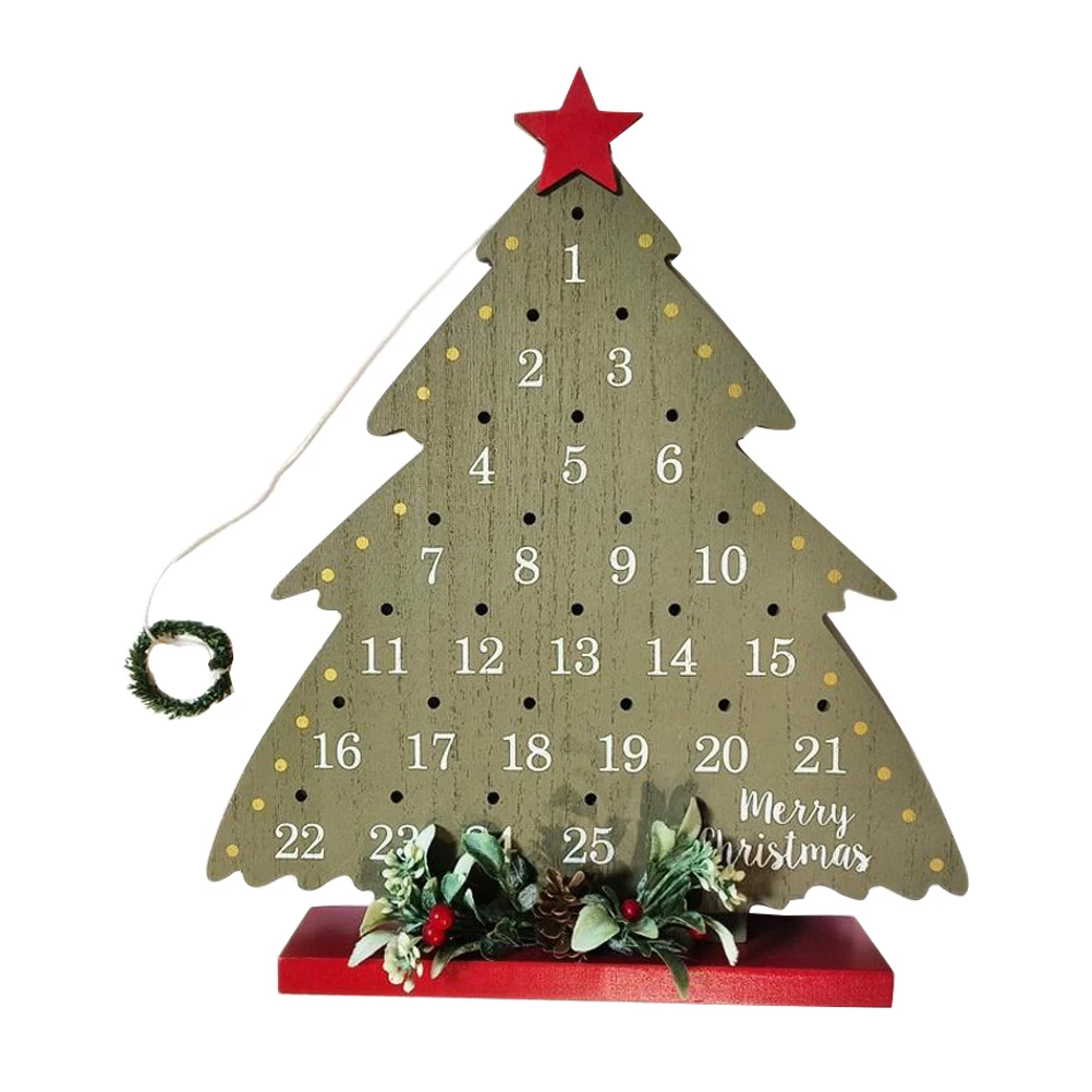 Christmas Countdown Calendar Wooden Advent Tabletop Decoration Xmas Tree Ornament Holiday Party Rustic Home Decor Countdown Wall