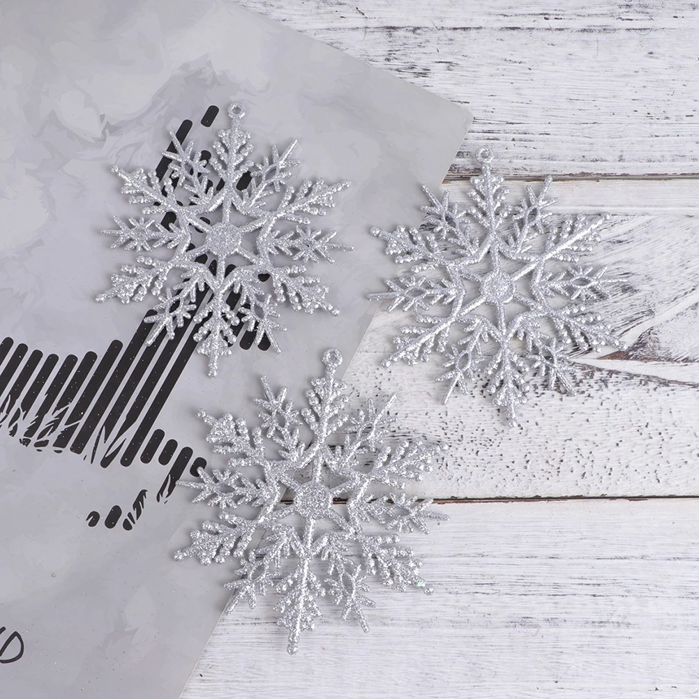 

12Pcs Hollowed-Out Snowflake Xmas Glitter Powder Pendant Xmas Tree Decoration Christmas Festival Pendant Holiday Party Ornament
