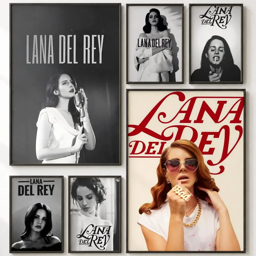 Lana Del Rey Retro Vinyl Album Cover Poster Vintage Retro Anime Poster Stickers Peel and Stick Wall Art Home Decor