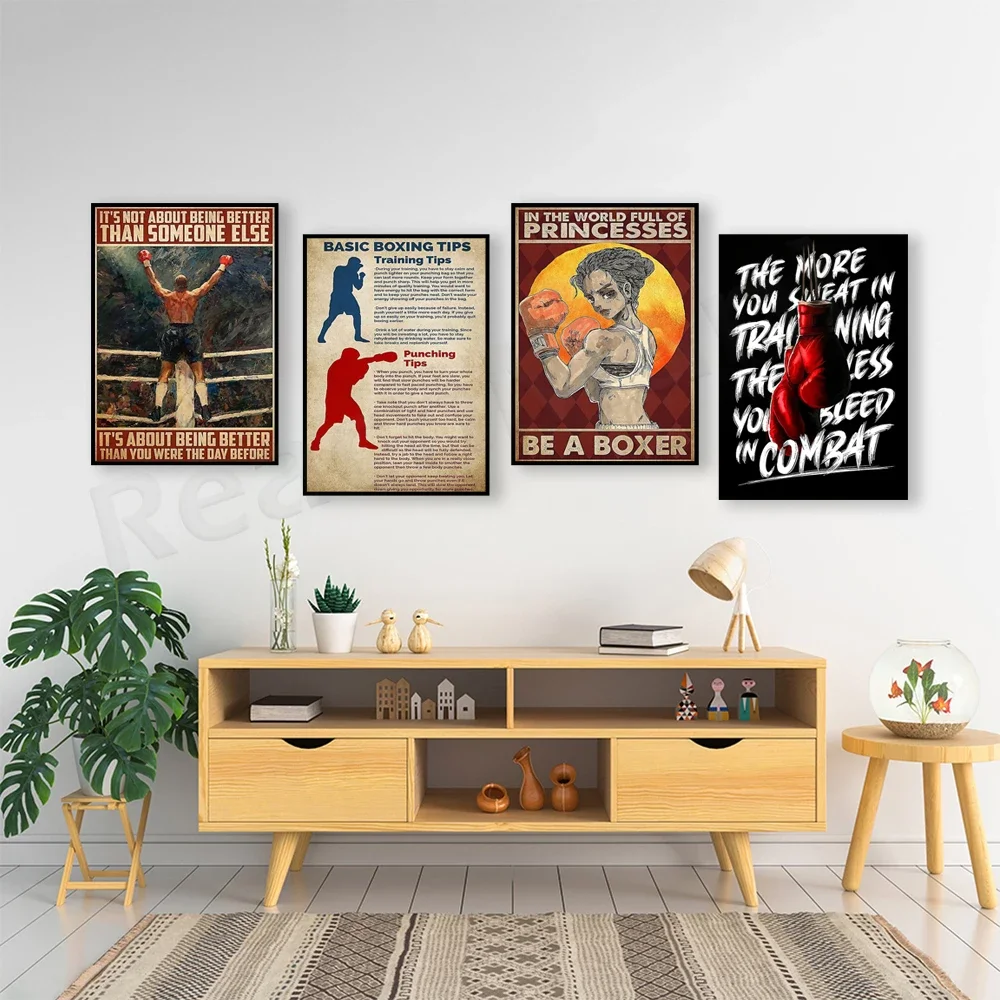 Boxing art, boxing basic boxing skills program poster wall art decoration, gift for boxing lovers