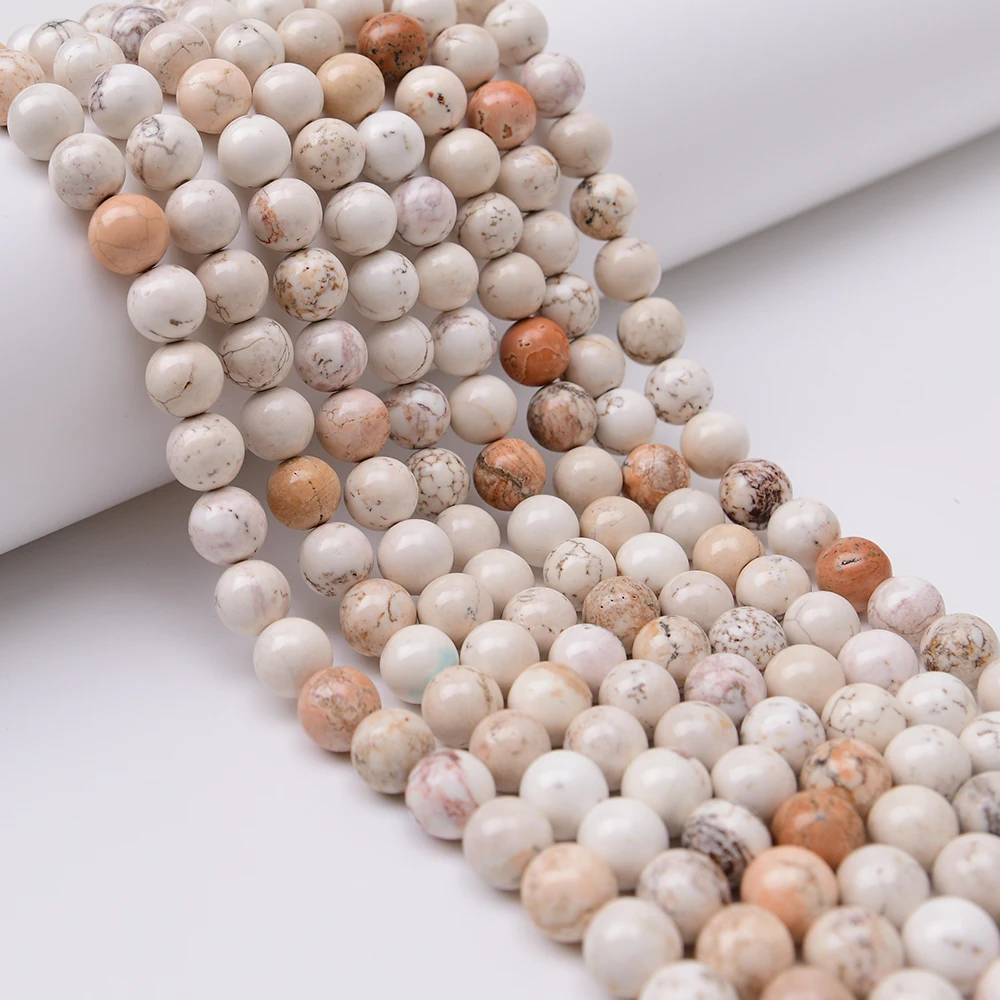 APDGG 2 Strands 12mm Mix White Howlite Spun Round Turquoise Stone Loose Beads 16