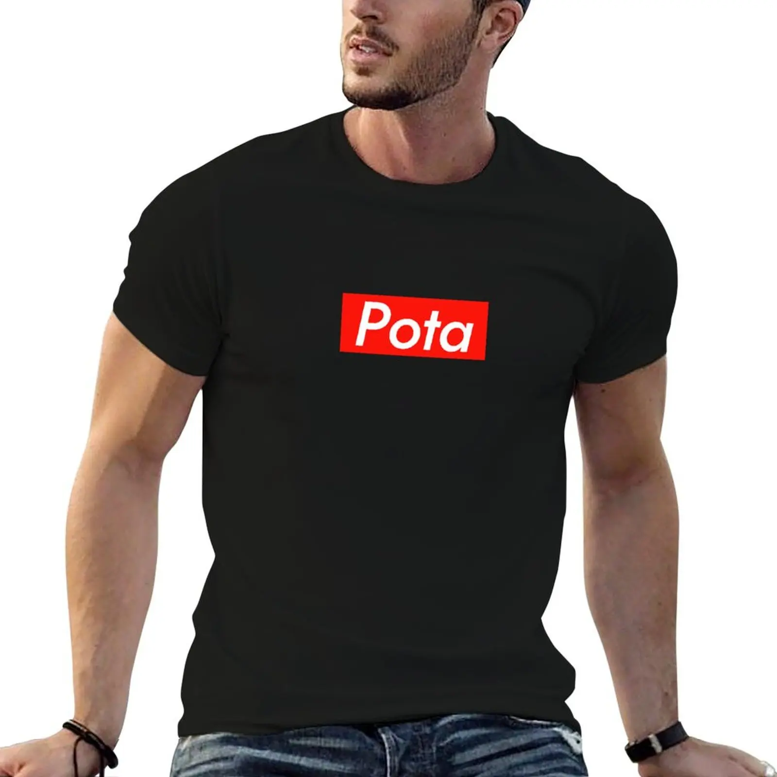 

anime shirts T-Shirt t shirts Scritta oversize Pota 100% t cotton man