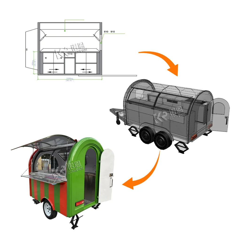 Rimorchio per alimenti Rimorchio per concessione Camion per alimenti Rimorchio per alimenti mobile Rimorchio per camper fuoristrada Rimorchio per camper in vendita