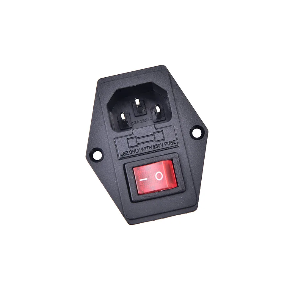 3Pin Iec320 C14 Módulo de entrada Plugue Fusível Interruptor Masculino Tomada de alimentação 10A 250V