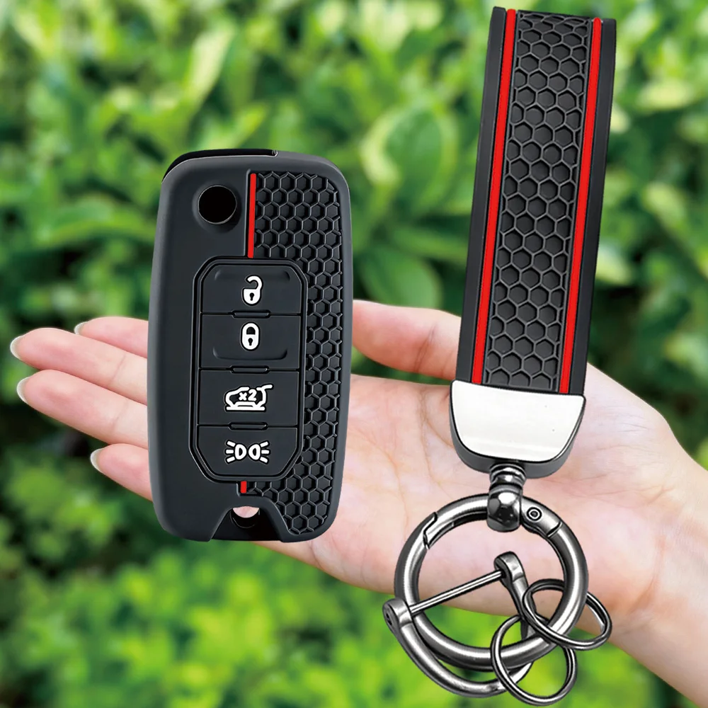 Silicone Car Remote Key Case Fob for Jeep Cherokee Compass S Renegade Grand Commander for Dodge Journey Challenger Jcuv Charger