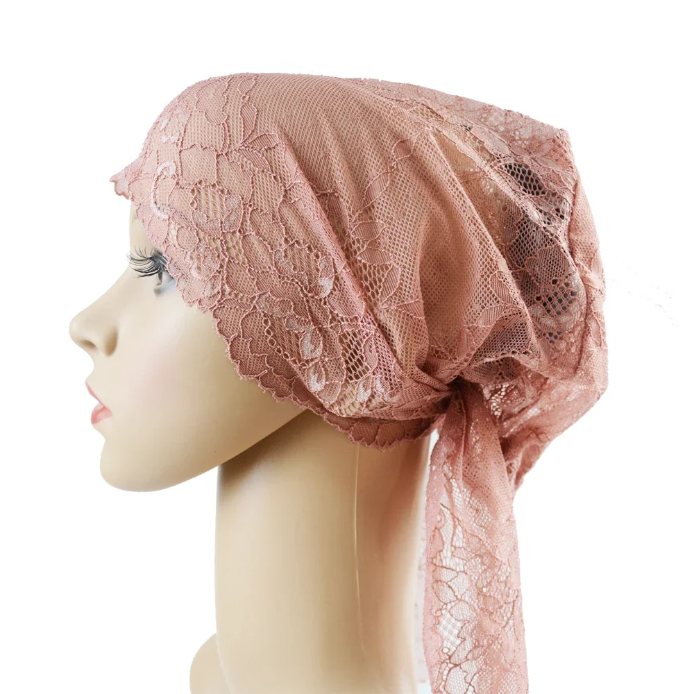 Donne musulmane Testa Sciarpa In Pizzo Underscarf Stretch Hijab Copertura Dei Capelli Headwrap Underscarf Cap Sciarpa Islamica Fascia Cofano Turbante