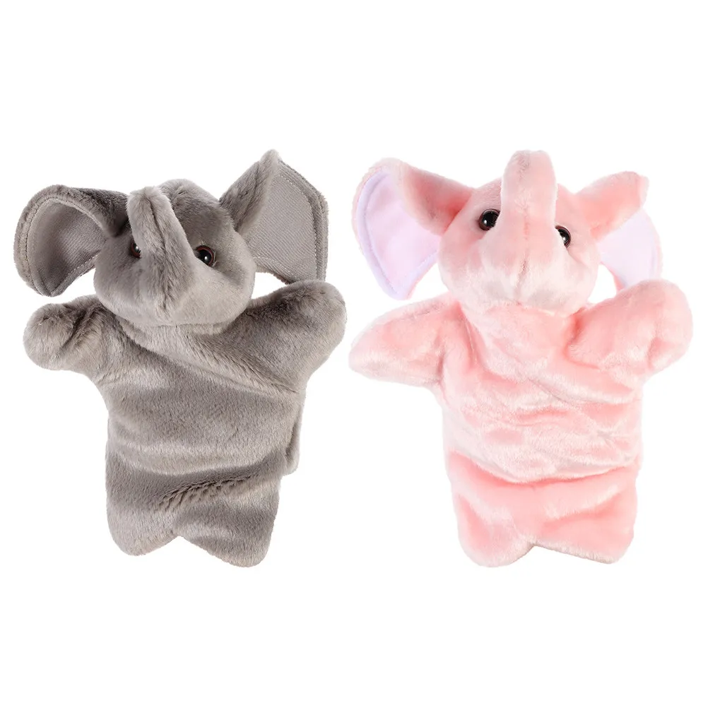 2Pcs Elephant Hand Puppet Cartoon Animal Interactive Learning Tool for Storytelling Role Play Vocabulary Building Motor Skills