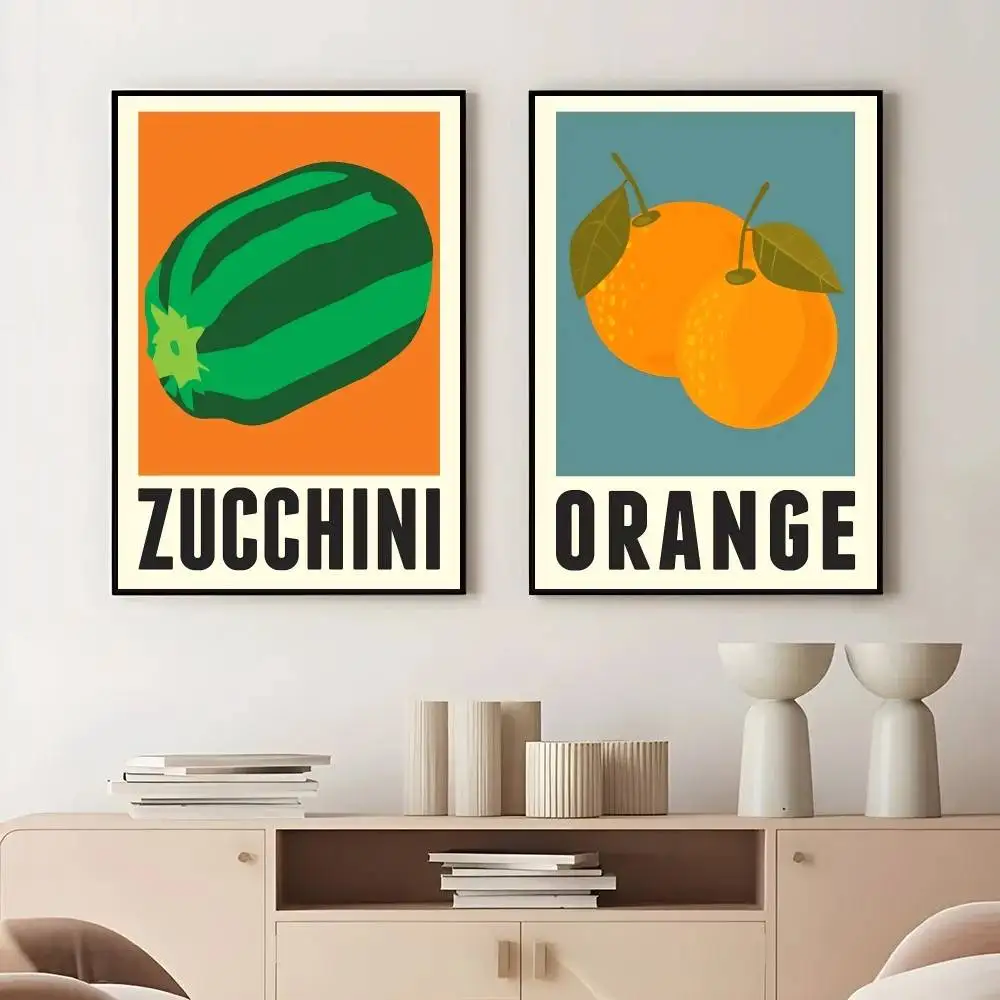 Pop Art Fresh Harvest Paper Poster Vegetable Flat Drawing Modern Apartment Food Corner Wall Hanging Decor