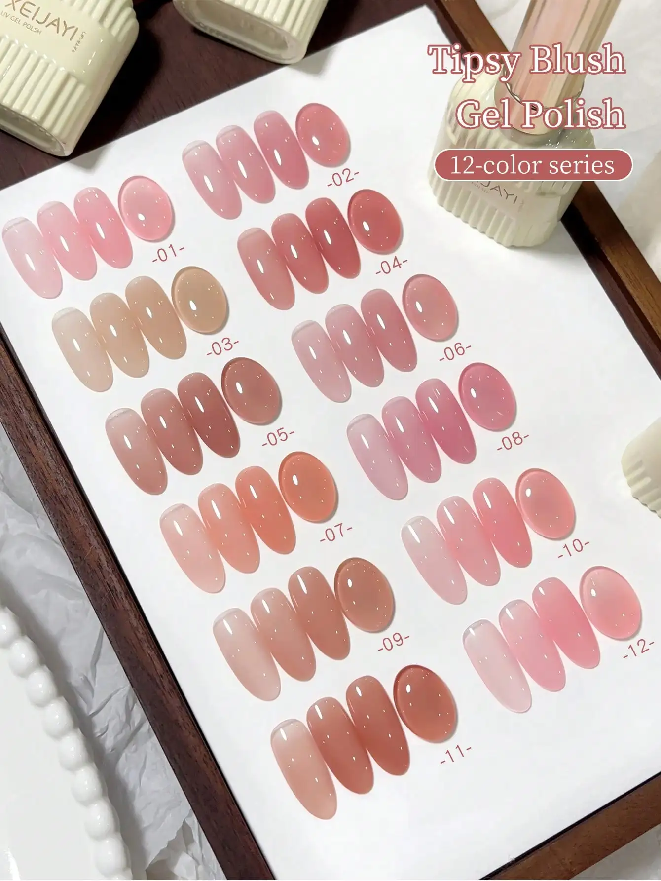 XEIJAYI 12pcs 15ml popular pink gel nail gel, firm and durable, removable UV/LED suitable for DIY family nail salon