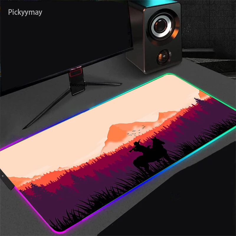 RGB Mouse Pad Deep Forest Firewatch Gaming Computer Large Mousepad Gamer Rubber Desk Carpet With Backlit Play CS GO LOL  90x40