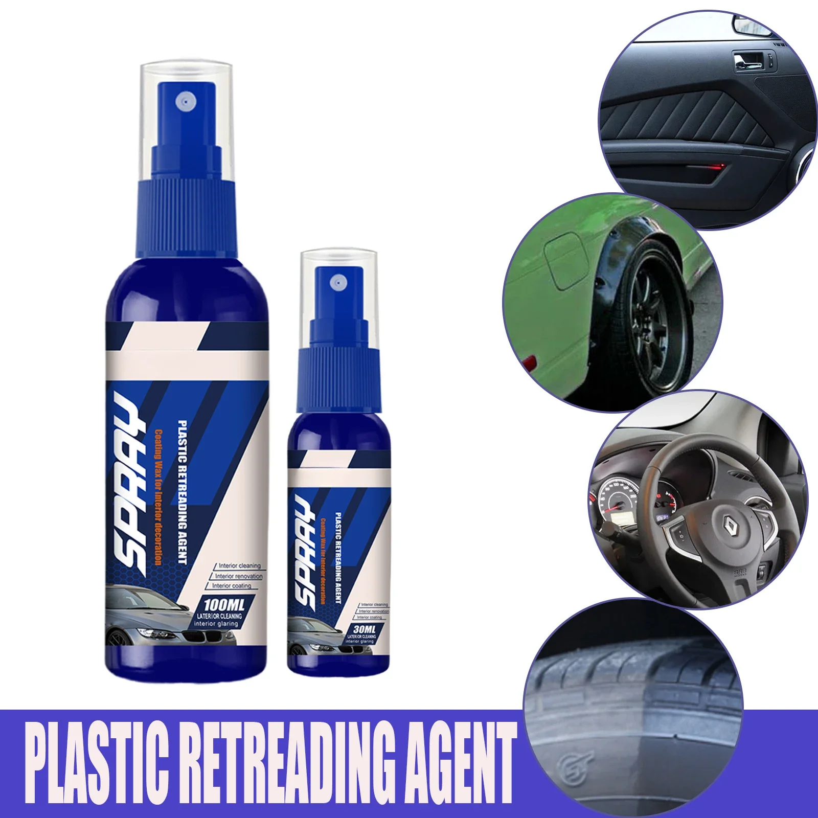 100ML Car Plastic Refresher Interior Leather Leather Seat Restorer Car Polishing and Repair Coating Car Wash Detailing Supplies