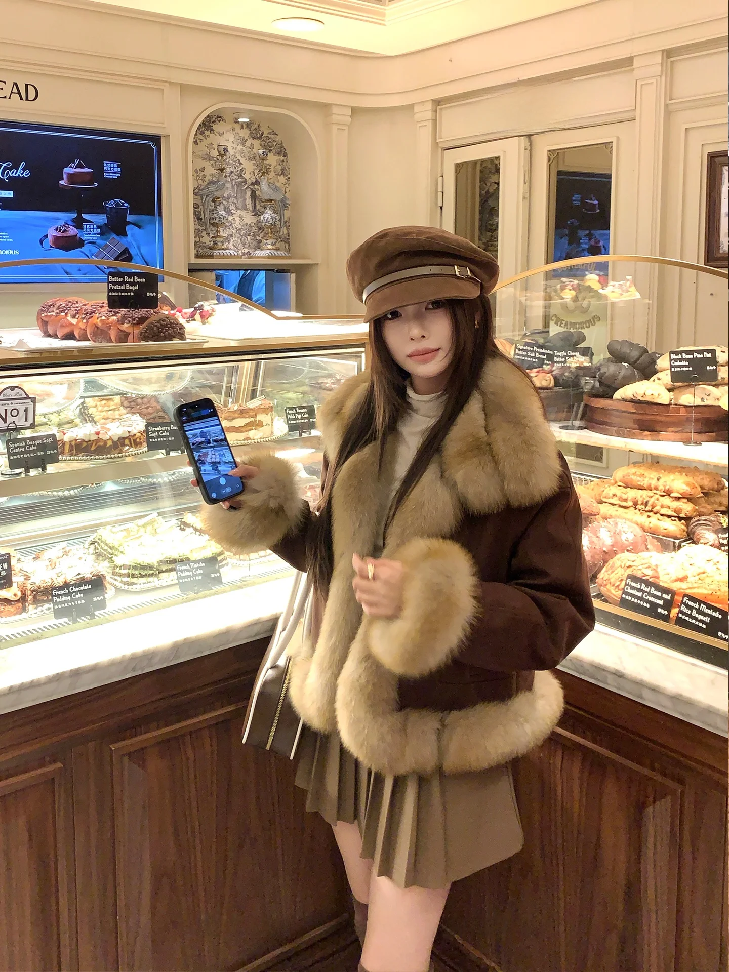 

Sara Fur Collar down Jaet Youth Korean Sle Thiened Long Sve ort Coat adual adient Large Fur Collar Inner D...