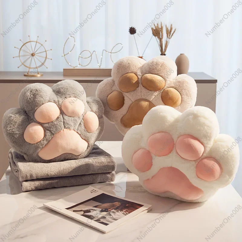 Cat Paw Blanket Pillow 2-in-1, Hand Warmer Throw for Office & Car Use