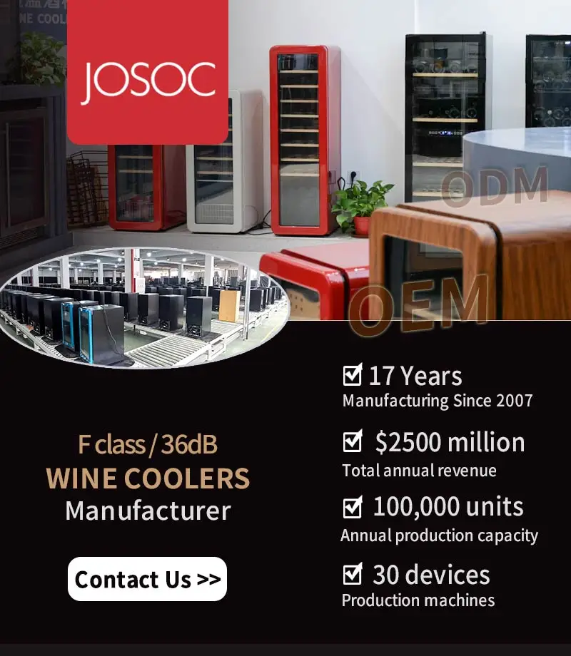 Josoo Hot 70Bottle 200L Cigar Humidor Wine Cooler Refrigerator Cabinet Combo Single Zone Cigar Humidore and Wine Fridge