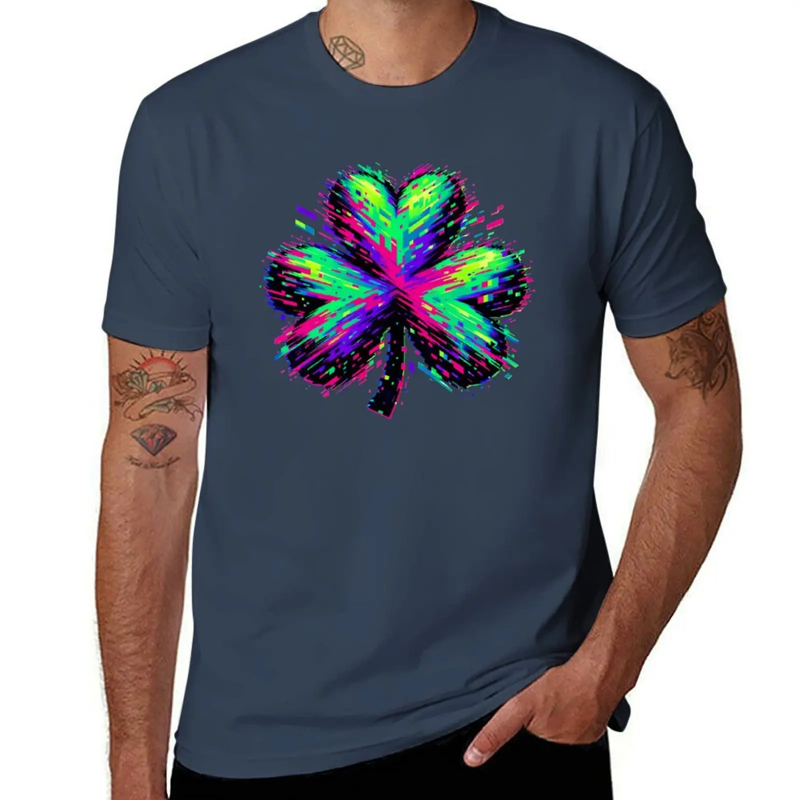 St Patricks Day Glitched Shamrock T-Shirt Personalized t-shirt custom t shirt valentines clothes designer t shirt men