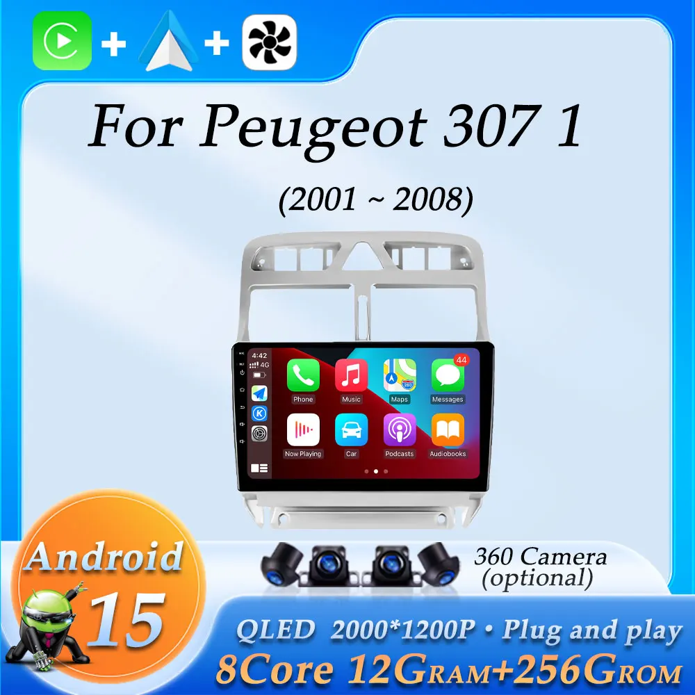 

Car Radio Video Audio Multimedia Player for Peugeot 307 1 2001 - 2008 DSP Stereo Wireless CarPlay GPS Navigation Split Screen BT