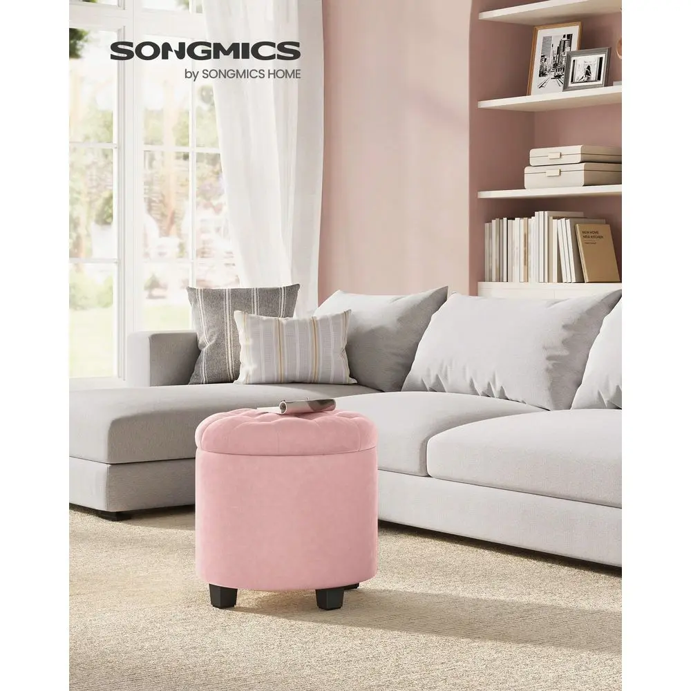 

Round Ottoman, Ottoman With Storage, 17.7 X 17.7 X 17.5 Inches, Foot Rest With Legs, Velvet, Load Up To 330 Lb, For Living Room