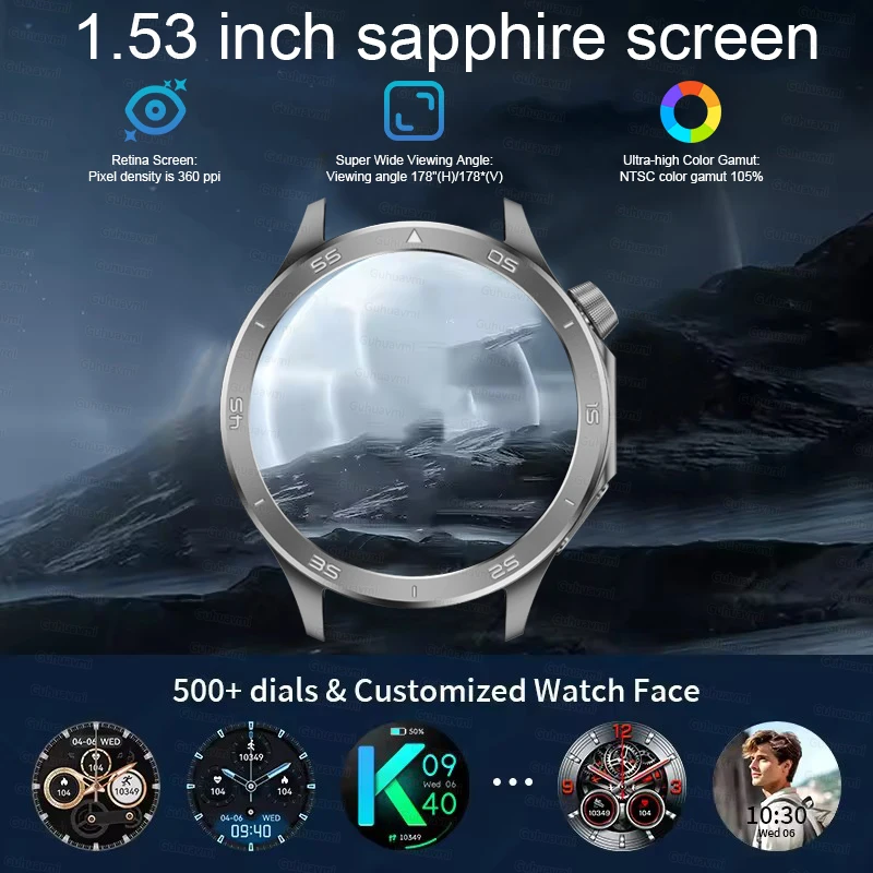 2025New لـ OPPOX2 Sports SmartWatch Ultra HD AMOLED خارجي موضة GPS بوصلة IP68 مقاوم للماء بلوتوث دعوة Smartwatches الرجال