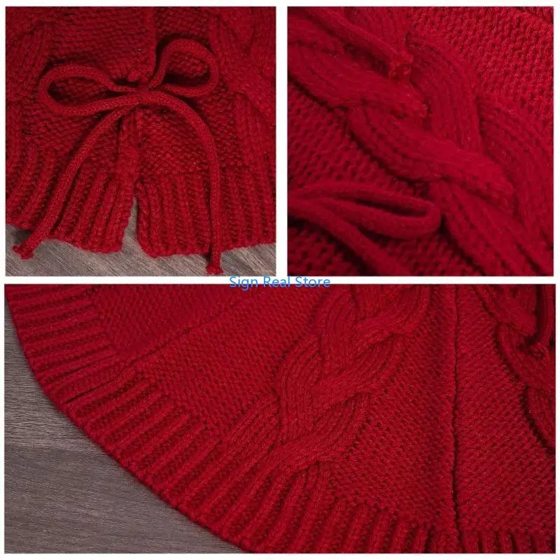 

Elegant Handwoven Christmas Tree Base Cover Stylish Knitted Festives Tree Skirt 41XB