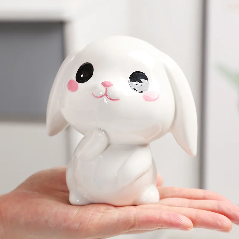 Cartoon cute bunny piggy bank Children piggy bank Creative ceramic crafts home living room tabletop decoration